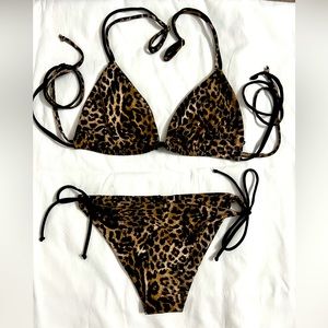 Amore + Sorvete Leopard Print Bikini, Top Large, Bottom Medium, Never Worn